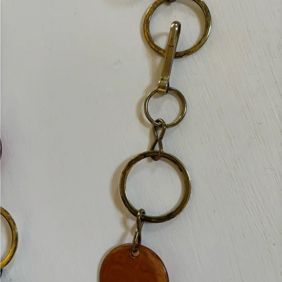 Vintage Adjustable Belt with Circular Lucite Medallions and Chain Links - Picture 4 of 6